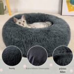 DONWEI Katzenbett 50cm Donut-Form Dunkelgrau – Flauschiges Haustierbett für Katzen & Mini-Hunde – Bild 4