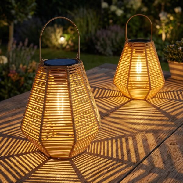 Pearlstar Boho Solar Lampions 2er-Pack Handgeflochten – Hängend/Stehend, IP44 Wasserdicht