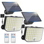KagoLing Solarleuchte Aussen 256 LED mit Bewegungsmelder – IP65 Wandleuchte für Garten & Garage (2er Set)