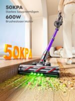 INTETURE Akku Staubsauger 600W 50KPa – 65 Min Laufzeit mit Wandladestation & Grünlicht – Bild 2