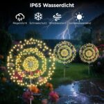 HELESIN Solar Gartenleuchte 4er Set mit 120 LEDs – Warmweiss Feuerwerk Deko für Aussen – Bild 4