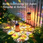 BUCASA Solarlaterne Sonnenblume & Libelle – Hängend & Stehend für Garten & Terrasse – Bild 2