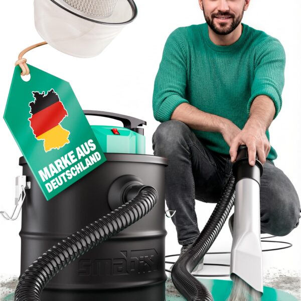 Smabix Aschesauger 18L mit HEPA-Filter und 1200W Motor – Reinigung für Kamin & Pelletofen