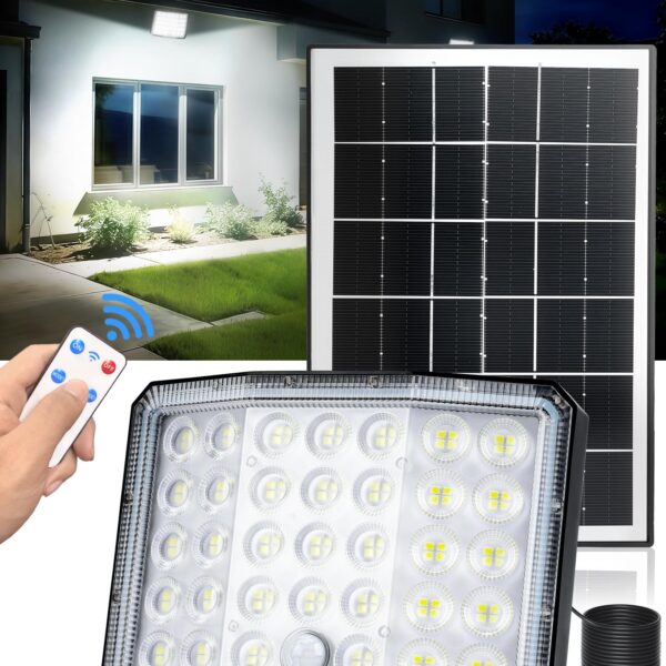 Giliwosy 3600mAh Solarlampe mit Fernbedienung – 136 LED, 210° Bewegungsmelder für Aussenbereich