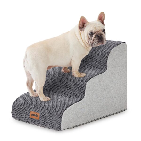 ZOMISIA Hundetreppe 40 cm mit 3 Stufen – Gelenkschonende Haustierrampe für Sofa & Bett