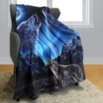 YISUMEI Kuscheldecke 150x200 cm Flanell Fleece – Wölfe Heulender Mond – Bild 2
