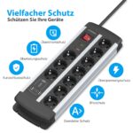 UCOMEN 10-fach Steckdosenleiste mit USB-C PD 20W – TÜV/GS zertifiziert für Büro & Home Office – Bild 2