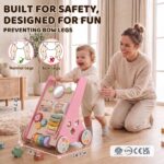 Takeeyce Montessori Lauflernwagen Holz – 8 Spielaktivitäten & Einstellbare Räder ab 10 Monate – Bild 2