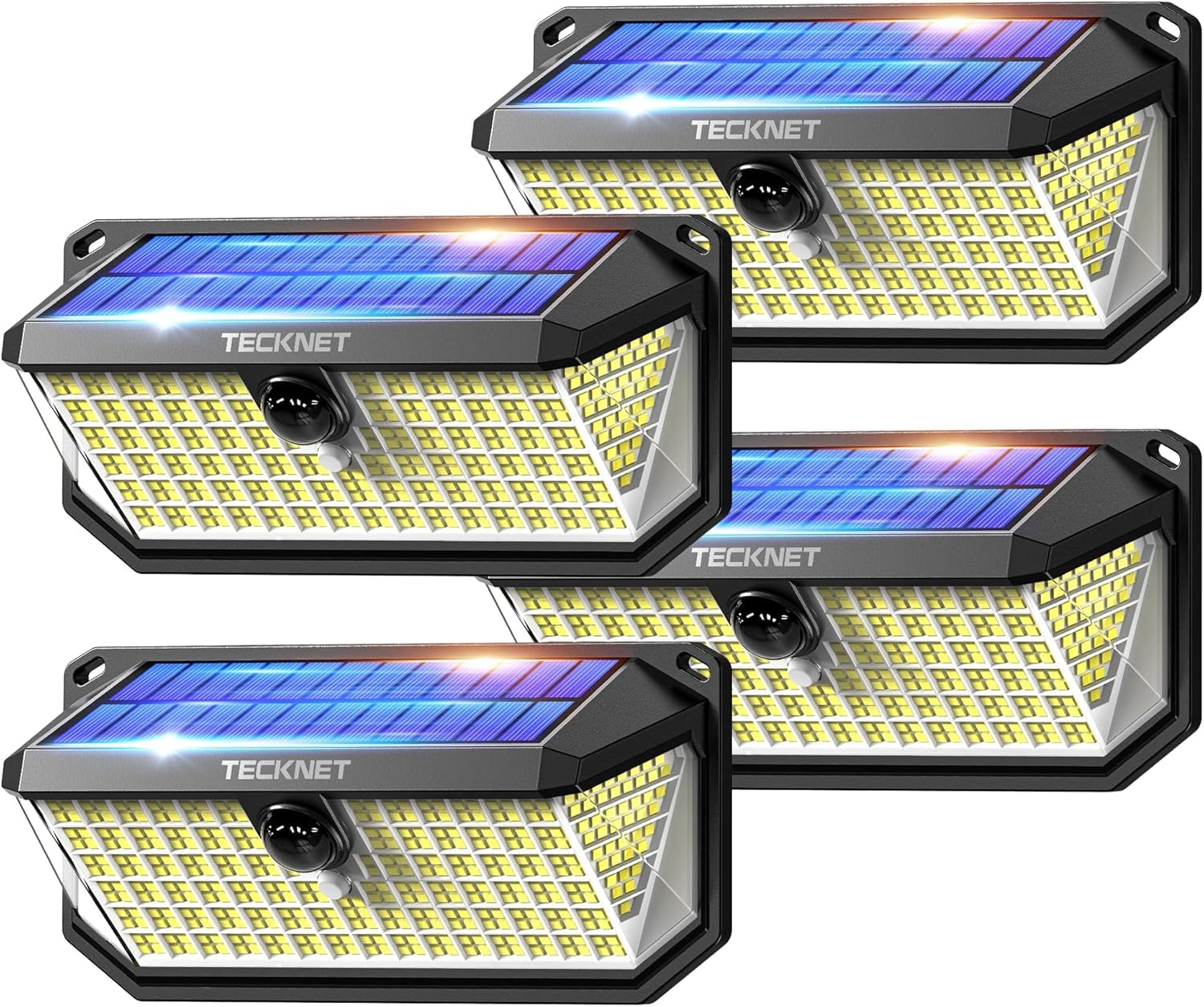 TECKNET Solarleuchte mit Bewegungsmelder 416 LED – 4200 lm für Garten & Terrasse (4er Set)