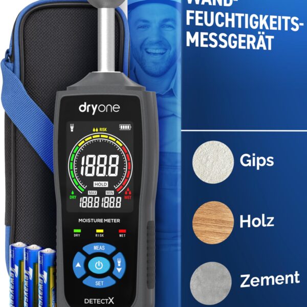 DryOne® DetectX Feuchtemessgerät – Zuverlässige Feuchtigkeitsmessung für Wand, Holz & Mauerwerk