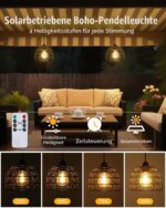 FabStyl Solar Hängeleuchte Boho-Design – 2er Set mit Fernbedienung & Timer für Garten – Bild 2