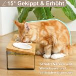 GUUSII HOME Erhöhter Katzennapf 3er Set – Ergonomische Futterstation aus Bambus & Keramik – Bild 3