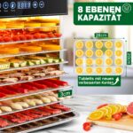 Kwasyo Dörrautomat 8 Etagen Edelstahl – Temperaturregler 30-90°C mit 24h Timer – Bild 5
