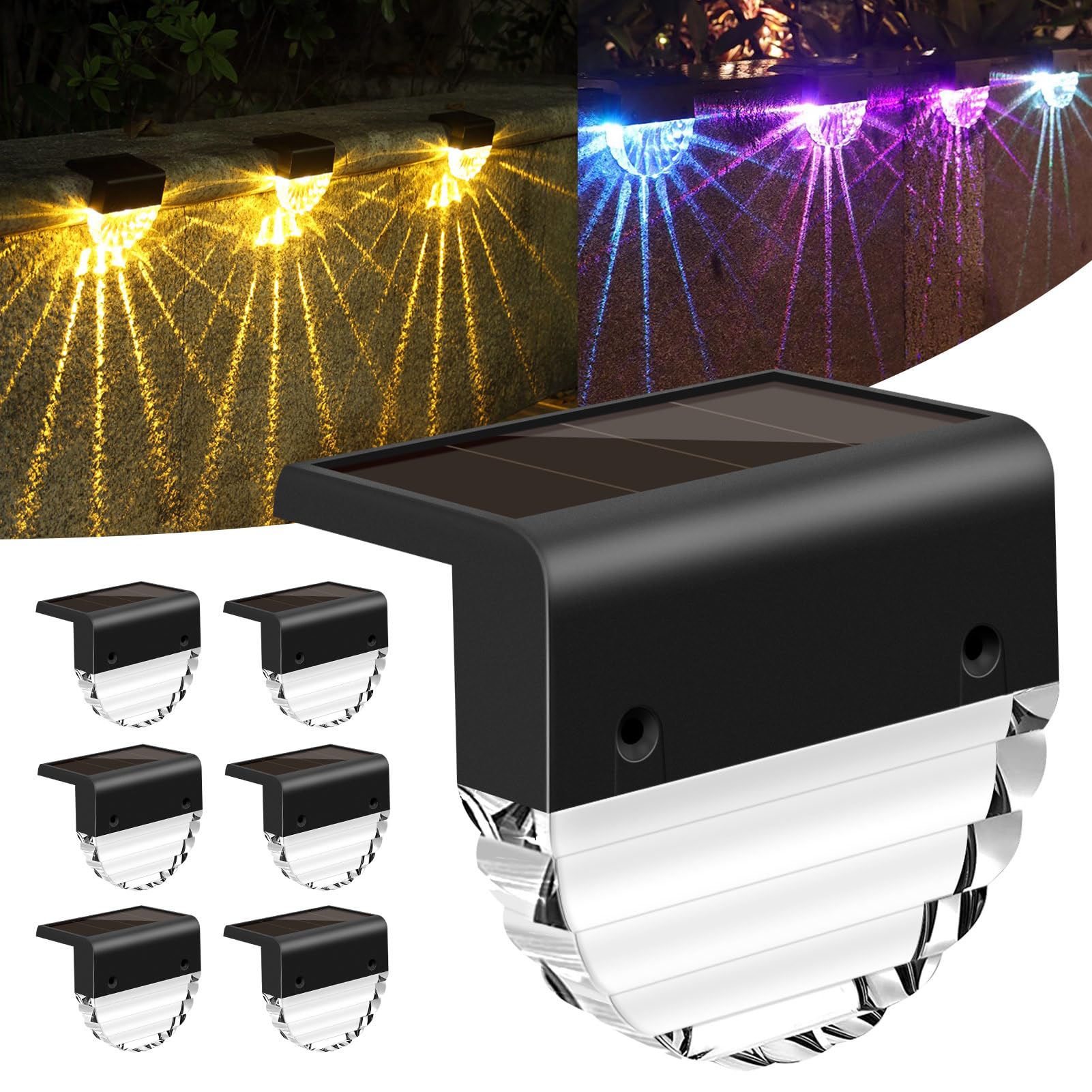 YIKANWEN 6er Set Solarleuchten für Aussen – LED Gartenlampen mit 2 Modi für Terrasse & Treppen