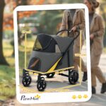 PawHut Hundewagen für grosse & mittelgrosse Hunde – Faltbarer Hundetrolley Dunkelgrau mit Stossdämpfern – Bild 3