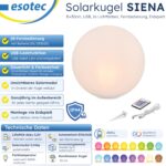 Esotec Solar Leuchtkugel Siena Ø30cm – 16 Farben mit Fernbedienung & USB-Ladefunktion – Bild 3