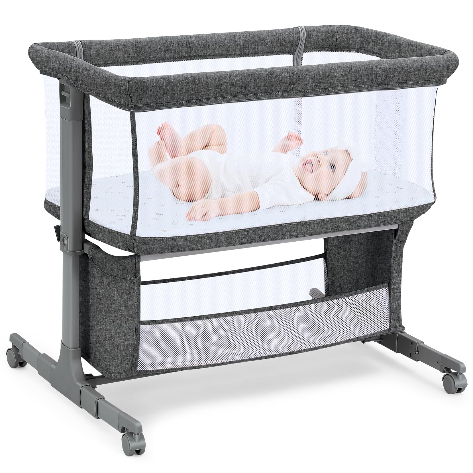 Growaystory Beistellbett mit 7-fach Höhenverstellung – Co-Sleeper Bassinet für Neugeborene