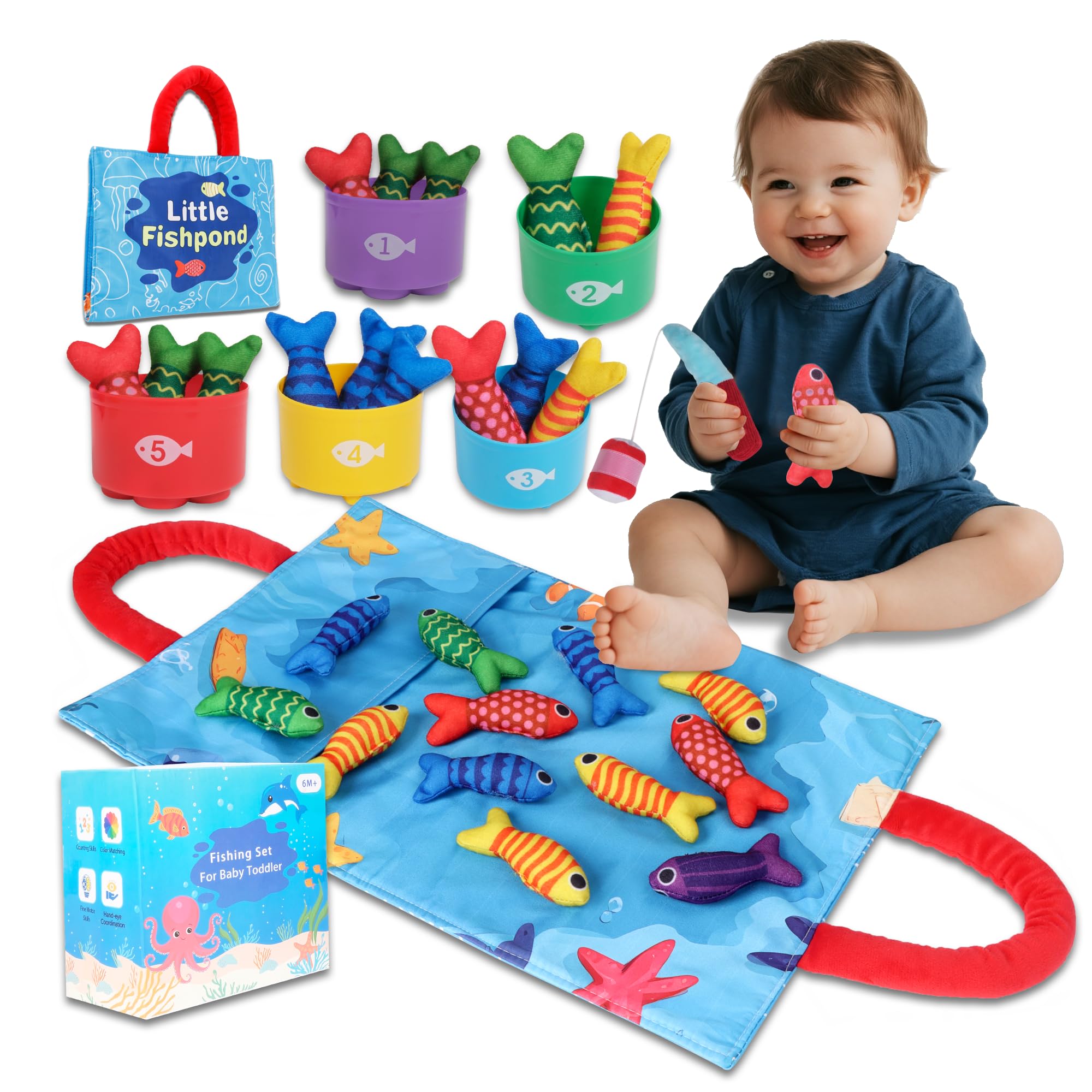 TenFans Montessori Angelspiel 22-teilig – Sensorisches Babyspielzeug ab 6 Monaten
