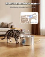 Dctrod Katzenbrunnen Edelstahl 2.6L – Automatischer Trinkbrunnen mit Filtersystem für Katzen & Hunde – Bild 5