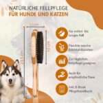 Golden Pets Bambus 2in1 Hundebürste & Katzenbürste – Unterwolle & Entfilzung für Mittel-Langhaar – Bild 3
