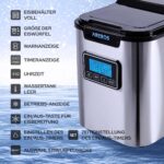 Arebos Eiswürfelmaschine 12 kg/24 h – Kompakte Eisproduktion mit 3 Würfelgrößen – Bild 5