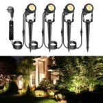 ECOWHO LED Gartenstrahler 12V 3W 4er-Pack – IP65 Gartenbeleuchtung mit Erdspiss