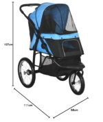 PawHut Hundebuggy klappbar für Hunde & Katzen bis 20 kg – Blau – Bild 3