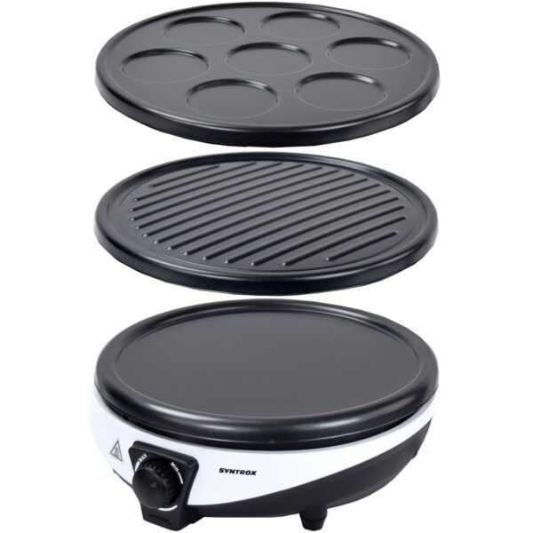 Syntrox Germany 3in1 Crepes Maker Zephir – Kontaktgrill & Pancake Maker mit 1000 Watt