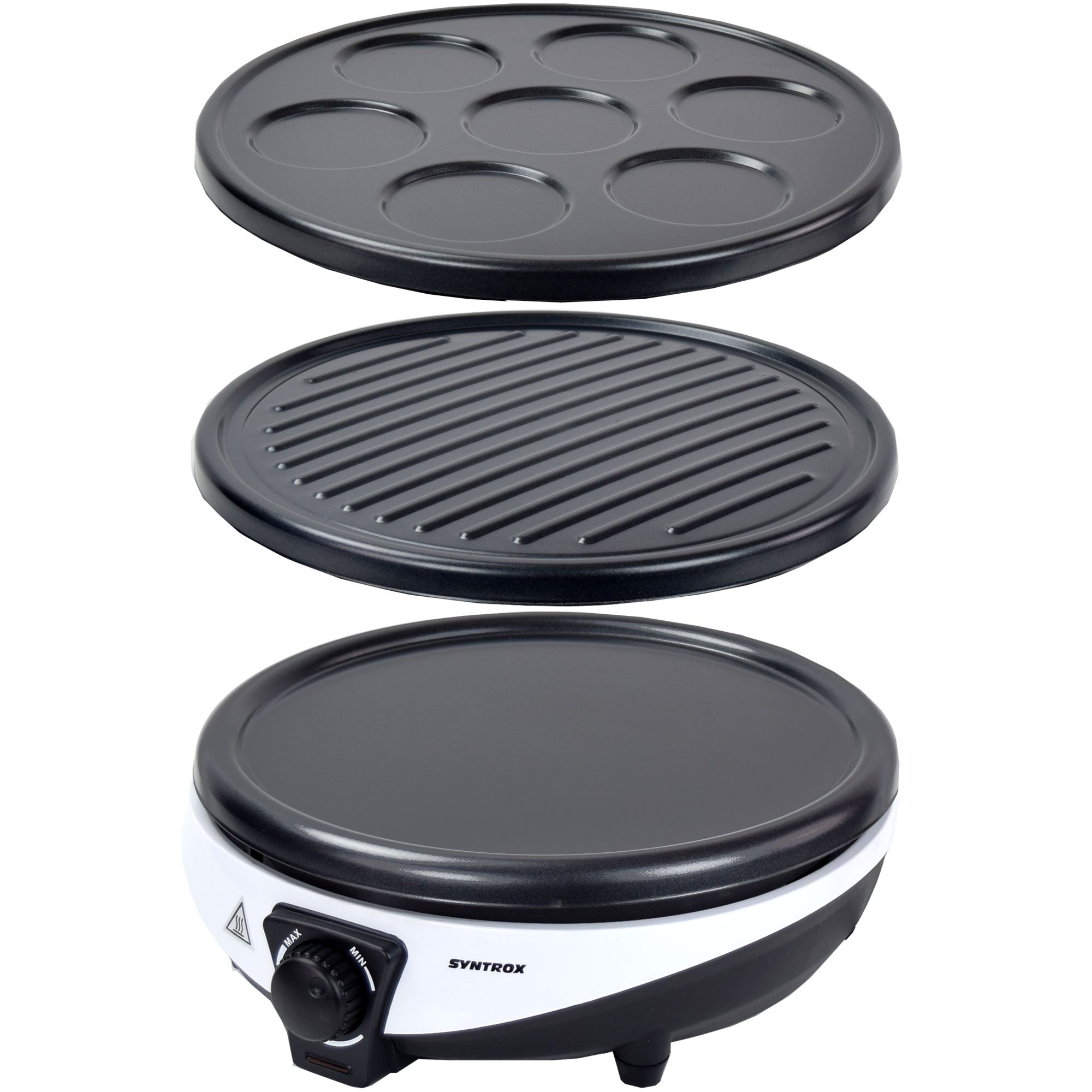 Syntrox Germany 3in1 Crepes Maker Zephir – Kontaktgrill & Pancake Maker mit 1000 Watt