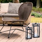 2er-Set skandinavische Gartenwindlichter Edvin 35 & 30 cm – Moderne Metallwindlichter – Bild 5