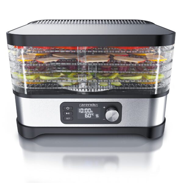 Arendo Dörrautomat 400 W mit Temperaturregler – Edelstahl Dehydrator für Obst, Gemüse & Fleisch
