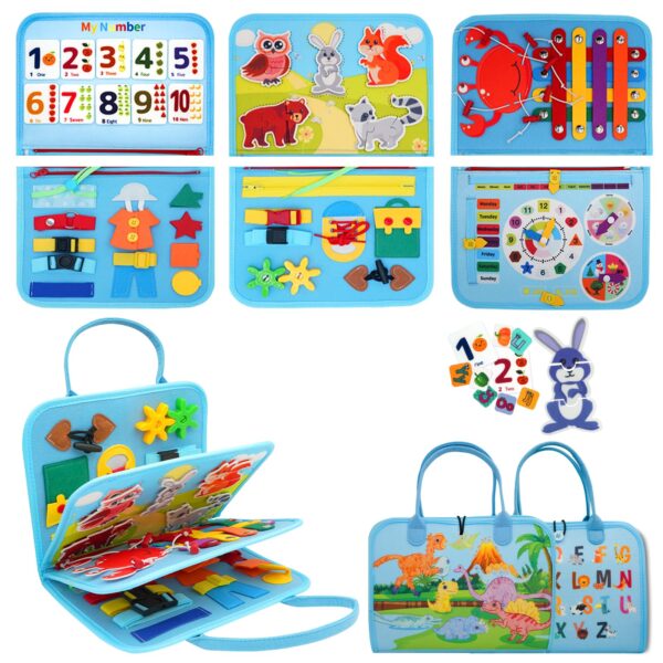 RunHero Busy Board Montessori Filzbuch – 20+ Lernaktivitäten für Kinder ab 3 Jahren
