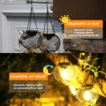 KagoLing 4er Set Solarlaterne mit Retro LED-Glühbirne – Hängende Gartenleuchte IP65 wetterfest – Bild 3