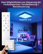 LuminexDesigns 24W LED Deckenleuchte RGB Dimmbar – 30cm Quadrat mit Fernbedienung & IP44 – Bild 6