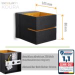 SSC-LUXon KOURA Wandleuchte 2er-Set – Up & Down Licht in Schwarz-Gold für Treppenhaus & Flur – Bild 5