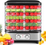 Nictemaw Dörrautomat Edelstahl mit 8 Tabletts – Dehydrator 400W, 35-70°C für Obst & Fleisch
