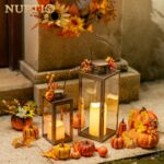 NUPTIO Grablaterne 35 cm Vintage Metallic Gold – Wetterfeste Kerzenlaterne für Friedhof & Garten – Bild 5