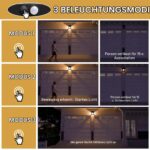 Flacchi Solar-Wandleuchte 4er Set mit Bewegungsmelder – Warmweiss IP65 Ausseleuchte – Bild 4