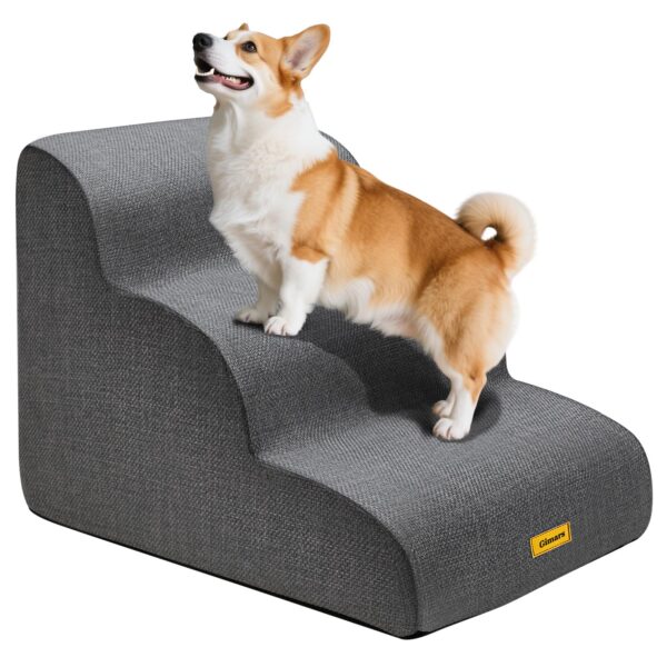 Gimars Hundetreppe 40 cm mit 30D Schaumstoff & rutschfestem Boden – Haustierrampe für Bett & Sofa