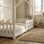 ecomi® Kinderbett 90x200 Hausbett – Bodenbett mit Rausfallschutz & Lattenrost Kiefer Weiß – Bild 6