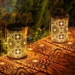 Bonsery Solarlaterne 2er Set – IP65 Wasserdicht mit Vintage Muster für Garten & Terrasse
