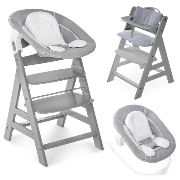 hauck Alpha+ Hochstuhl Newborn Set mit 2in1 Bouncer – Mitwachsend bis 90 kg
