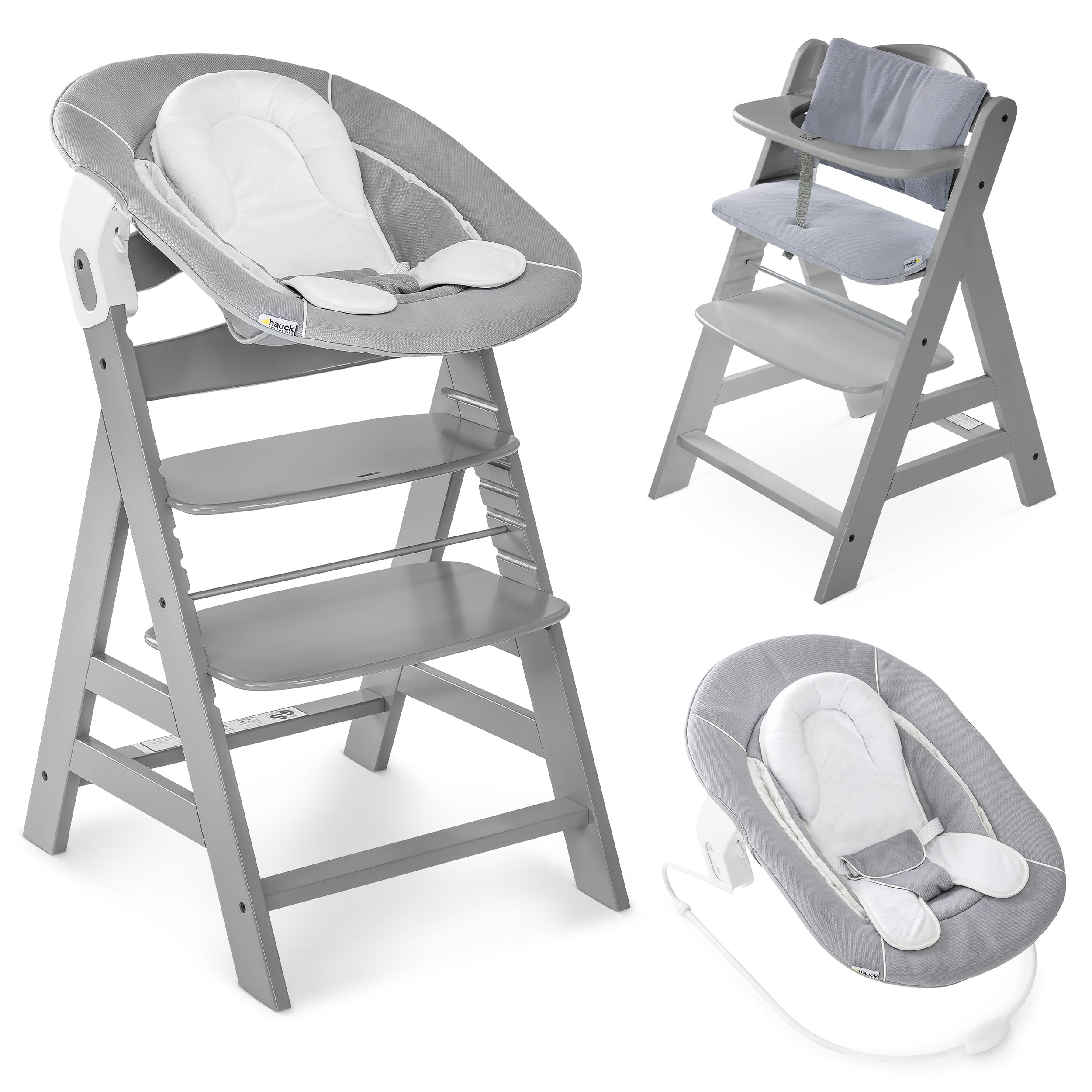 hauck Alpha+ Hochstuhl Newborn Set mit 2in1 Bouncer – Mitwachsend bis 90 kg