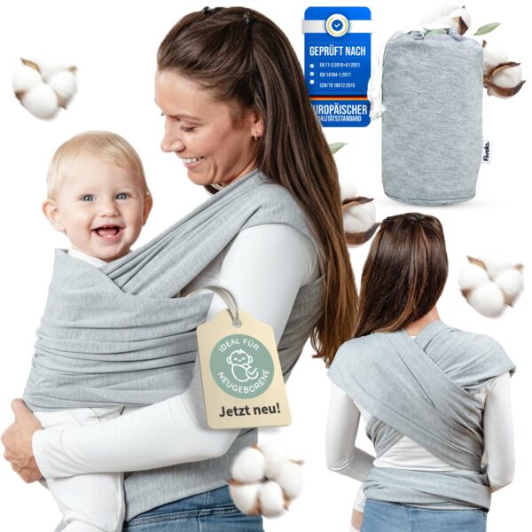 Fivelo Elastisches Babytragetuch 510x55cm – Ergonomisch & Atmungsaktiv ab Geburt