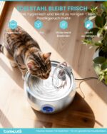 TOMXCUTE Katzenbrunnen 4,0L Edelstahl – Leise Trinkbrunnen mit Schwanenhals & 3 Filtern – Bild 3