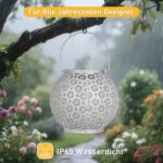 JOYCREATOR Vintage Solar Laterne Gross – IP65 Wasserdicht mit Pflaumenblüte für Garten – Bild 3