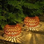 Rayofly 2er Set Rattan Solar-Laternen – Wetterfeste Boho Gartendeko mit Auto-Funktion – Bild 9