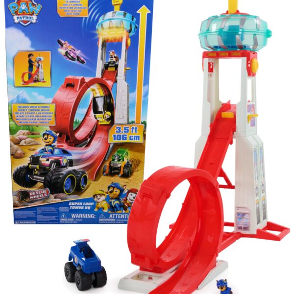PAW Patrol Rescue Wheels Superloop Tower – über 1 Meter hoher Spielturm mit Looping für Kinder ab 3