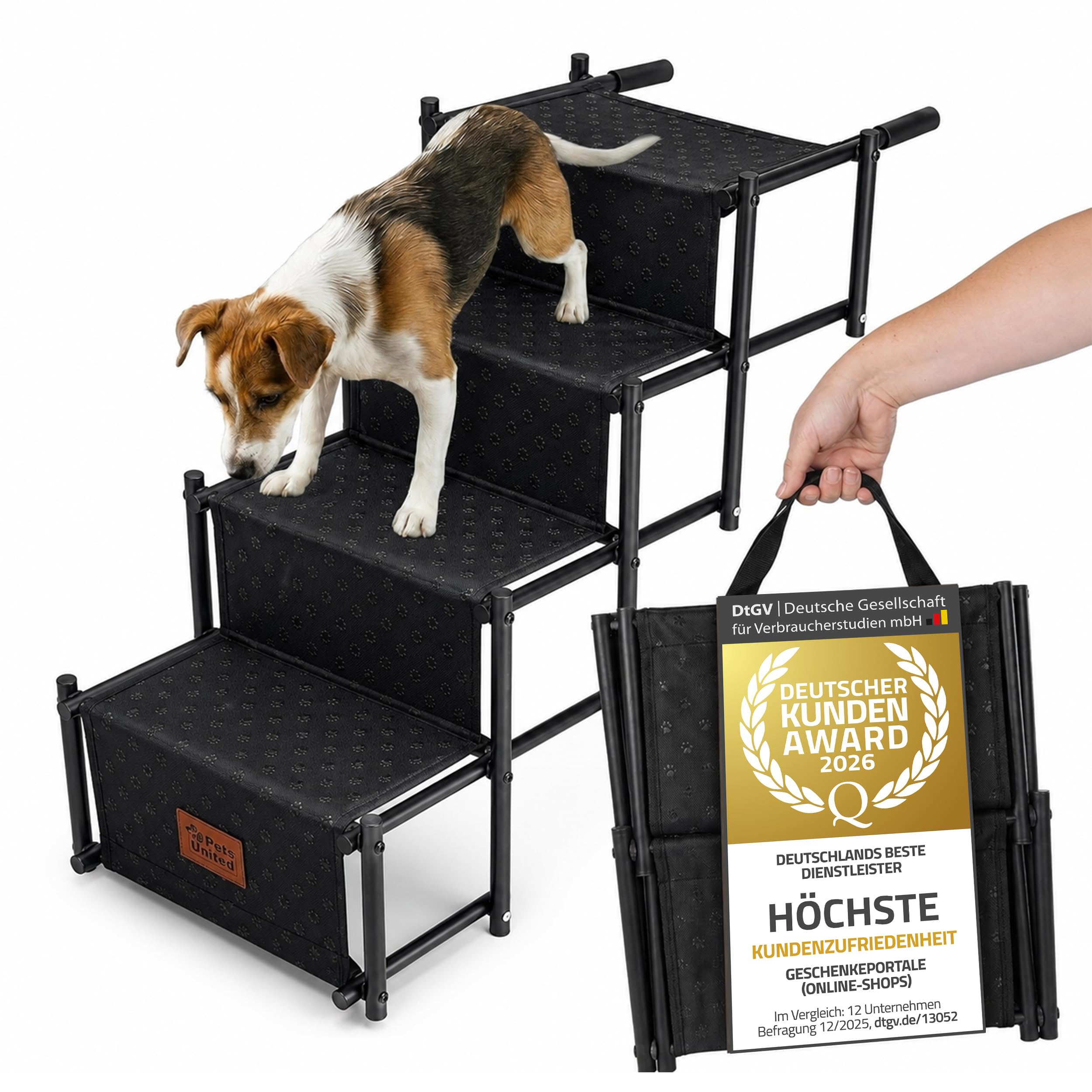 all Pets United Teleskop Hundetreppe klappbar – rutschfeste Auto Einstiegshilfe für Hunde & Katzen