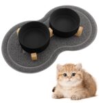 Zosenyer Katzennapf Set 2er Keramik – Ergonomischer Futternapf mit Holzständer für Katzen & kleine Hunde